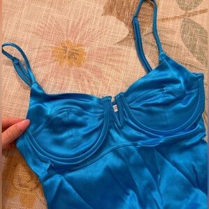 Zara Vibrant Blue Satin Bra